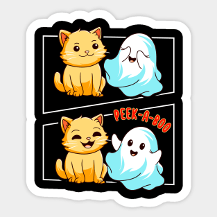 Funny Cat Pun Peek A Boo Men Kids Women Halloween Sticker